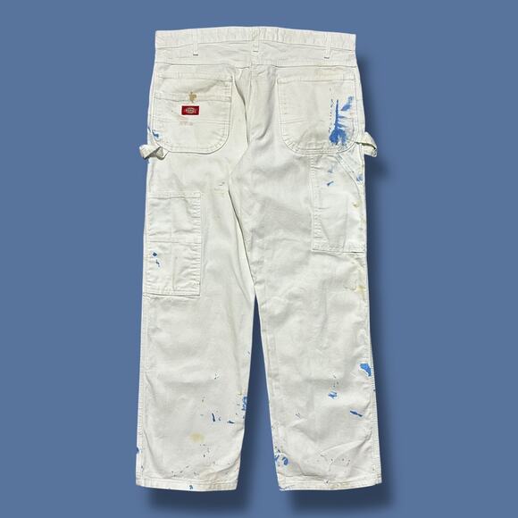 Dickies Painter Pants Carpenter Thrashed Workwear y2k White 36x28 - Picture 1 of 13